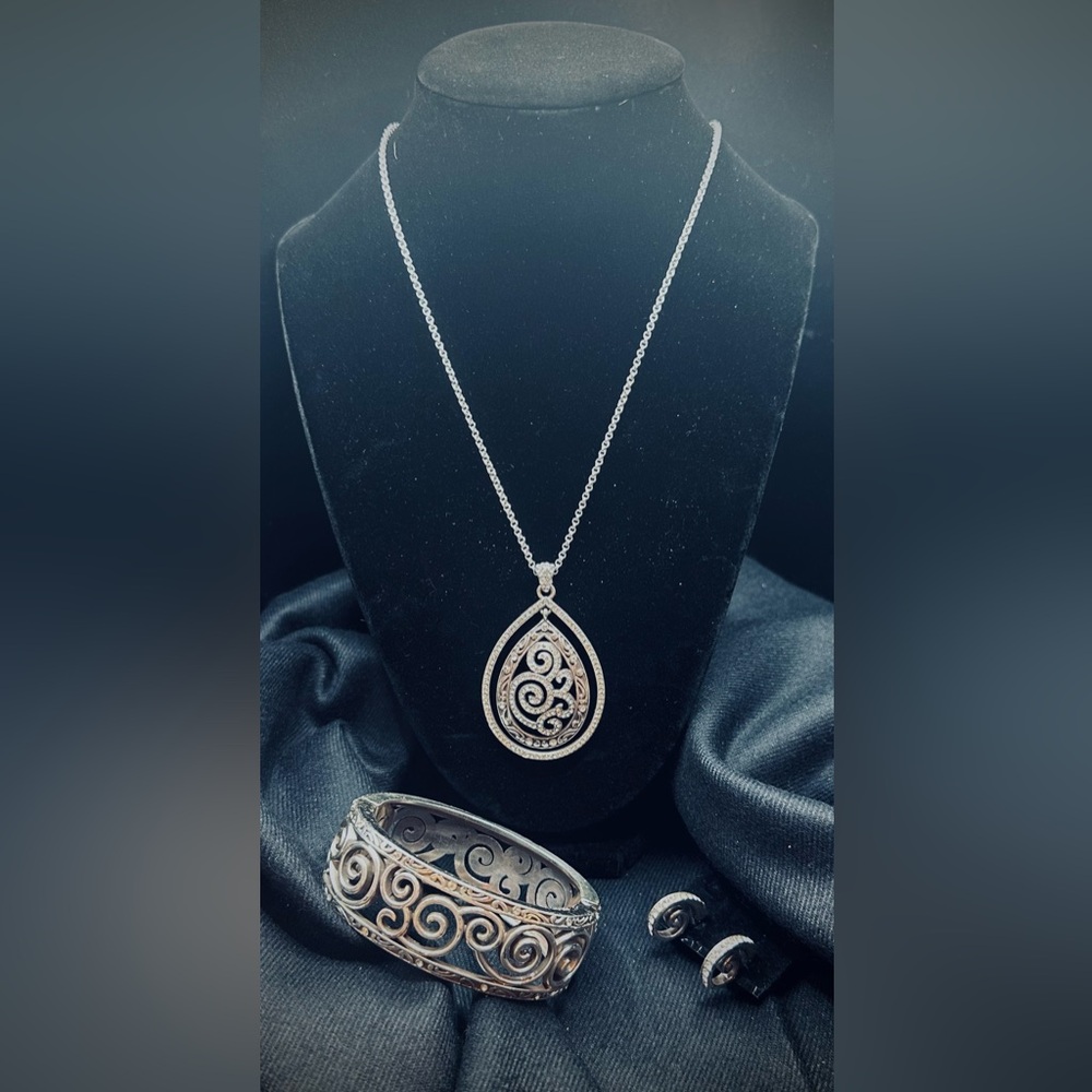 Brighton Silver Swirl Set of Necklace, Bracelet and Earrings